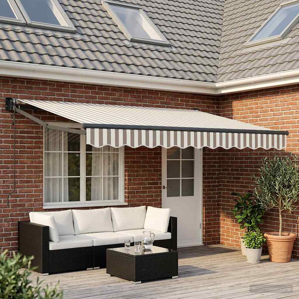 vidaXL Toldo retráctil Gris claro y blanco. 4,5 x 3 m