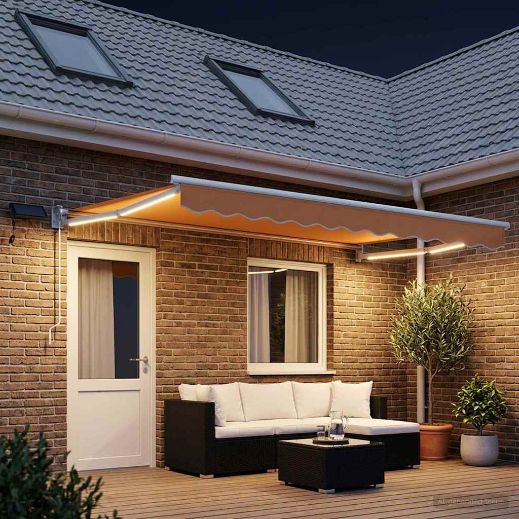 vidaXL Toldo manual retráctil con LEDs Arena 100% Poliéster y Aluminio