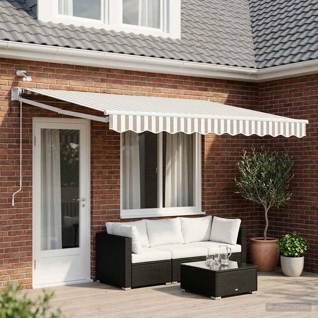 vidaXL Toldo Retráctil Eléctrico Gris claro y blanco.