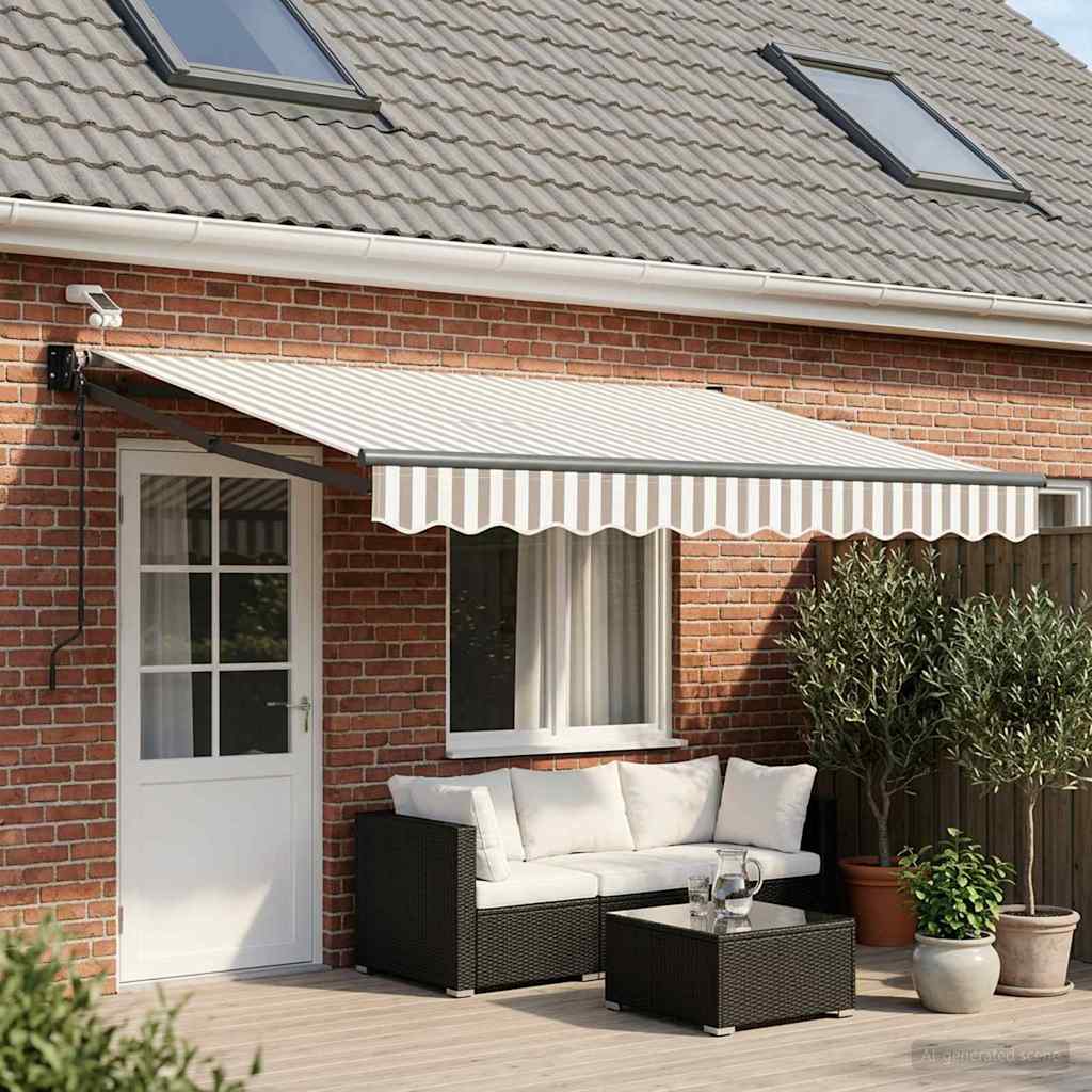 vidaXL Toldo Retráctil Eléctrico Gris claro y blanco.