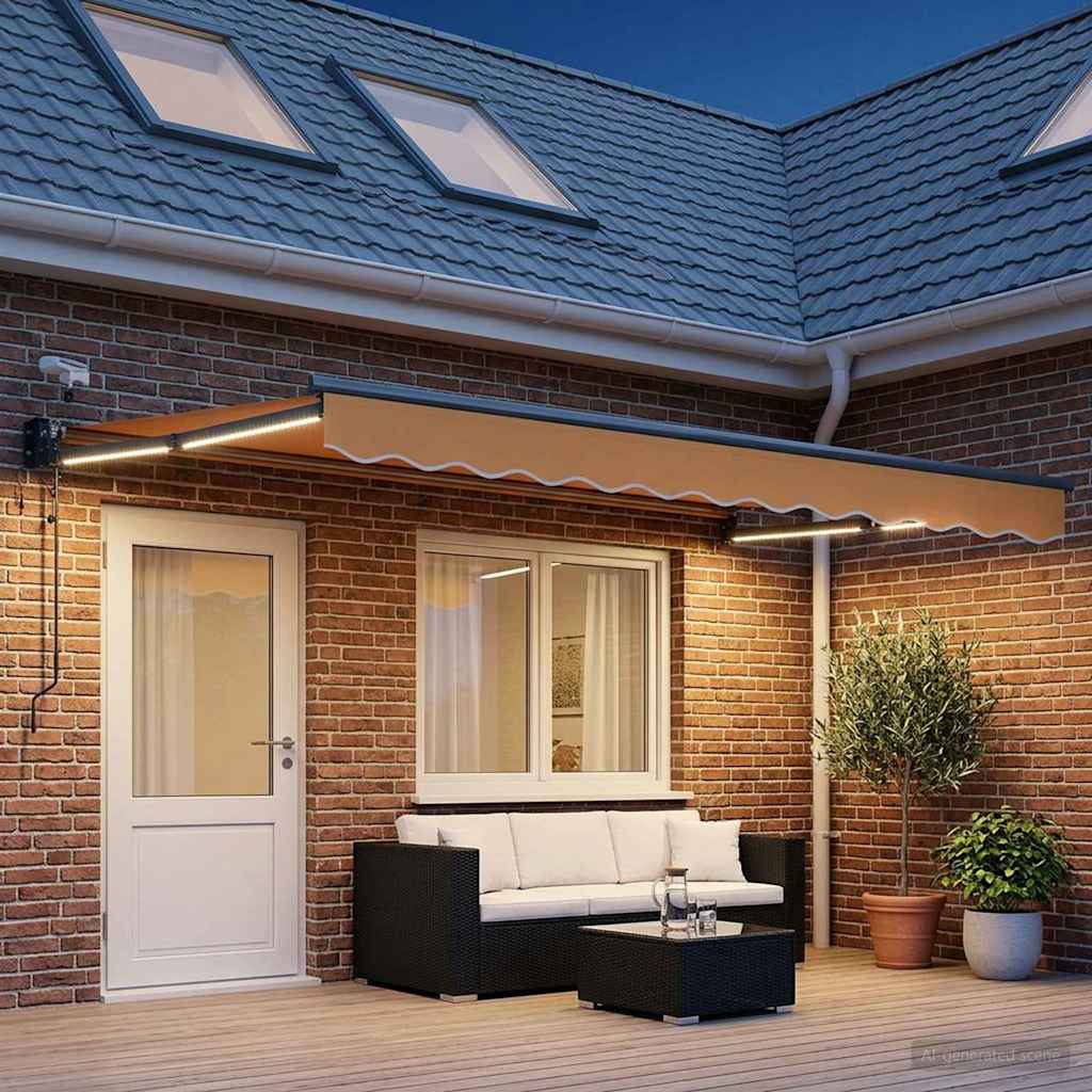 vidaXL Toldo Retráctil Eléctrico Arena 100% Poliéster y Aluminio