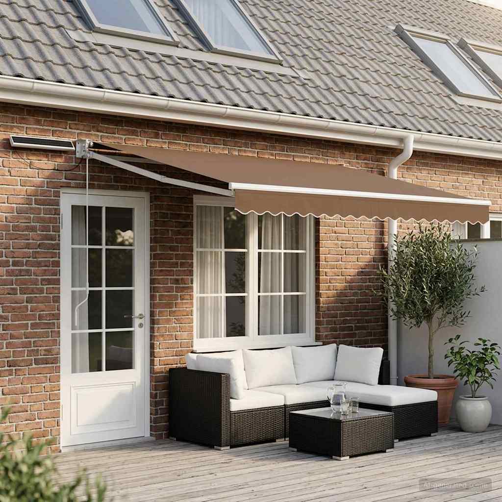 vidaXL Toldo Retráctil Eléctrico Gris topo 4 x 3 m