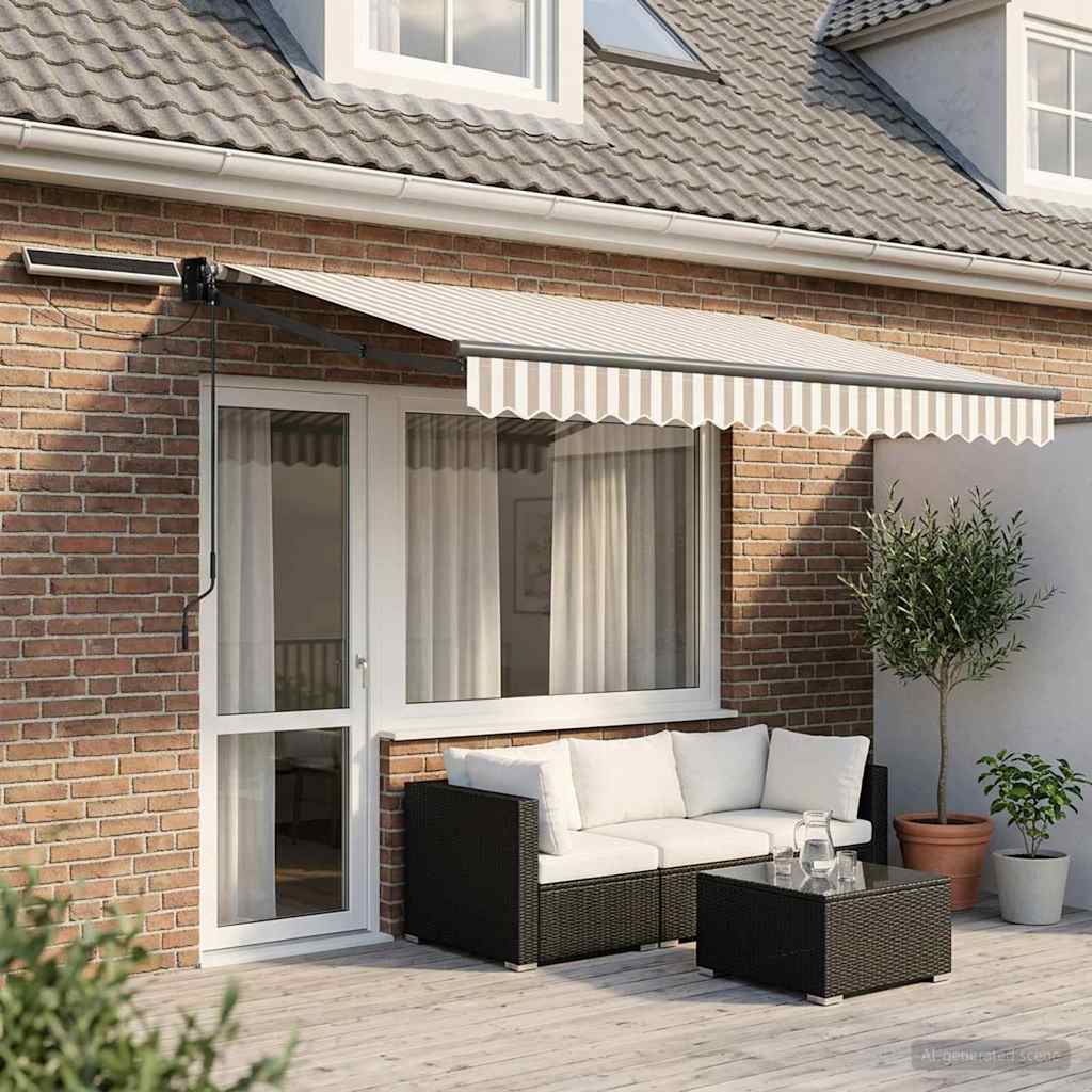 vidaXL Toldo Retráctil Eléctrico Gris claro y blanco. 4,5 x 3 m