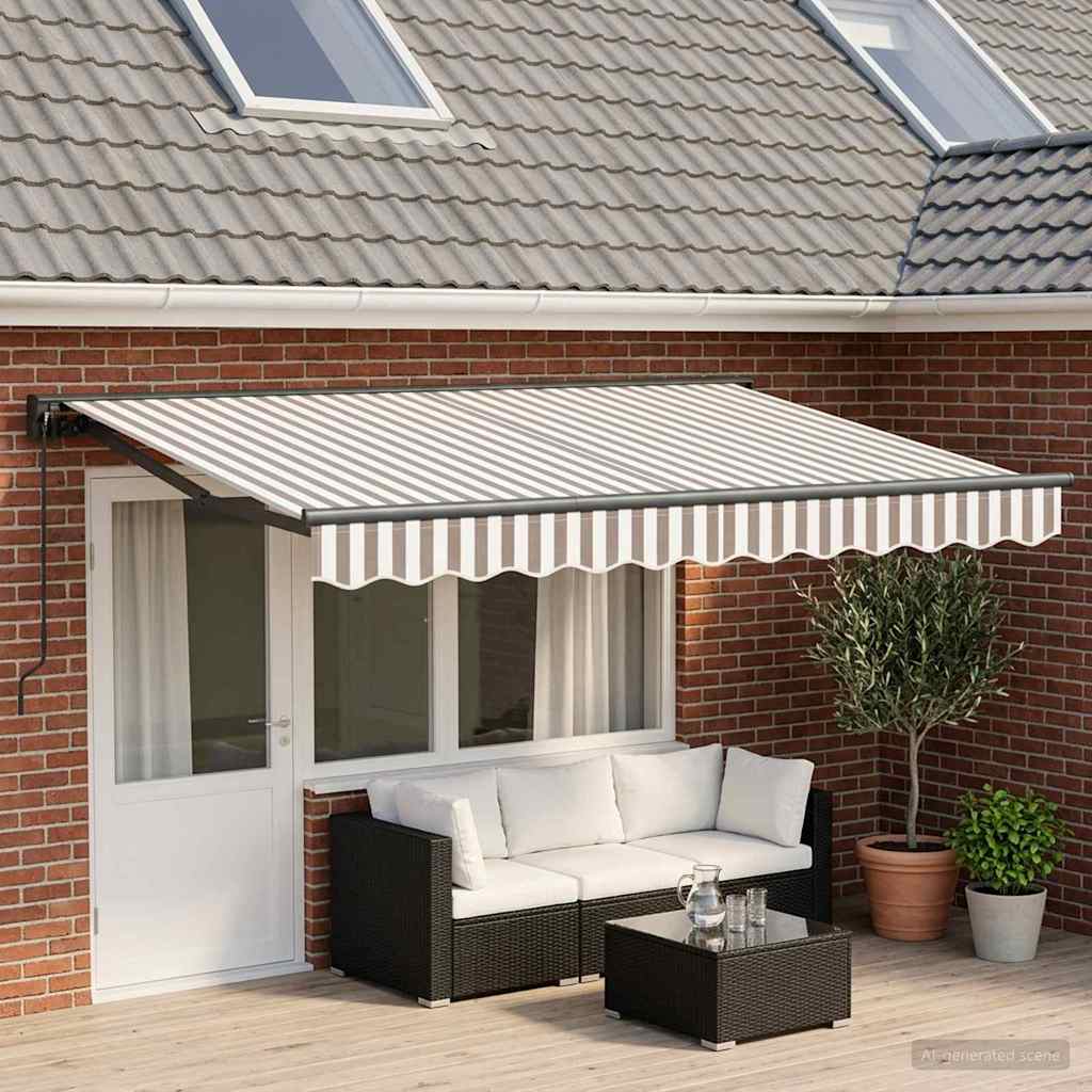 vidaXL Toldo retráctil Gris claro y blanco. 4,5 x 3 m