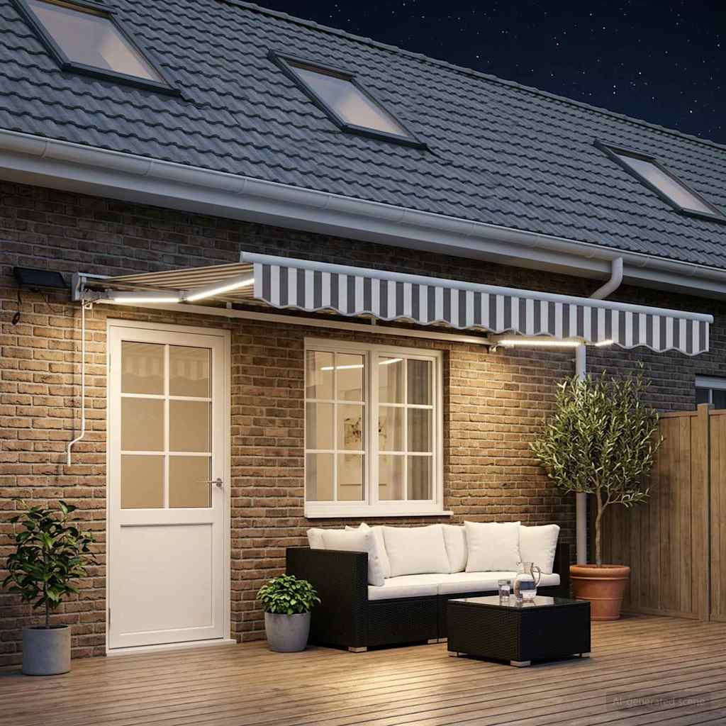 vidaXL Armazón de toldo manual con LEDs 4,5 x 3,5 m