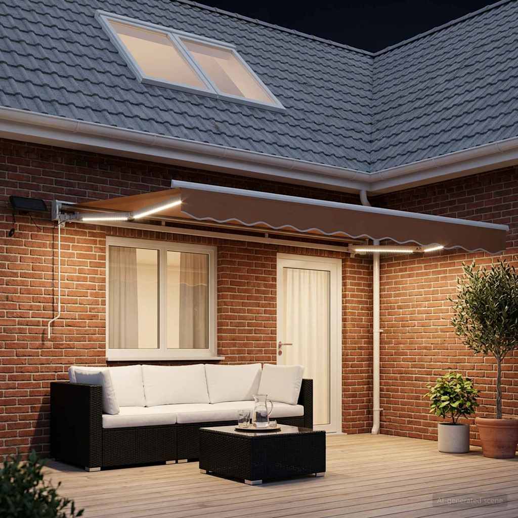 vidaXL Armazón de toldo manual con LEDs Arena 5 x 3 m