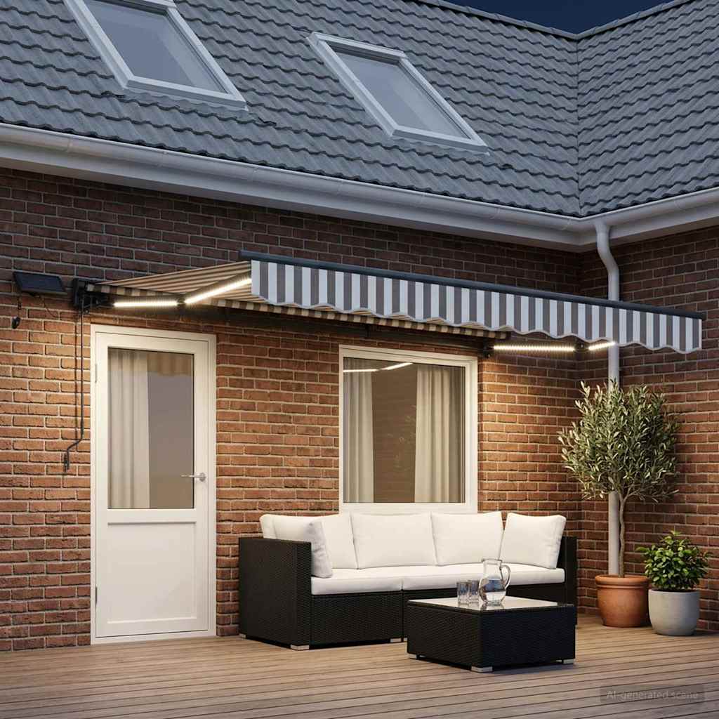 vidaXL Armazón de toldo manual con LEDs 4,5 x 3,5 m
