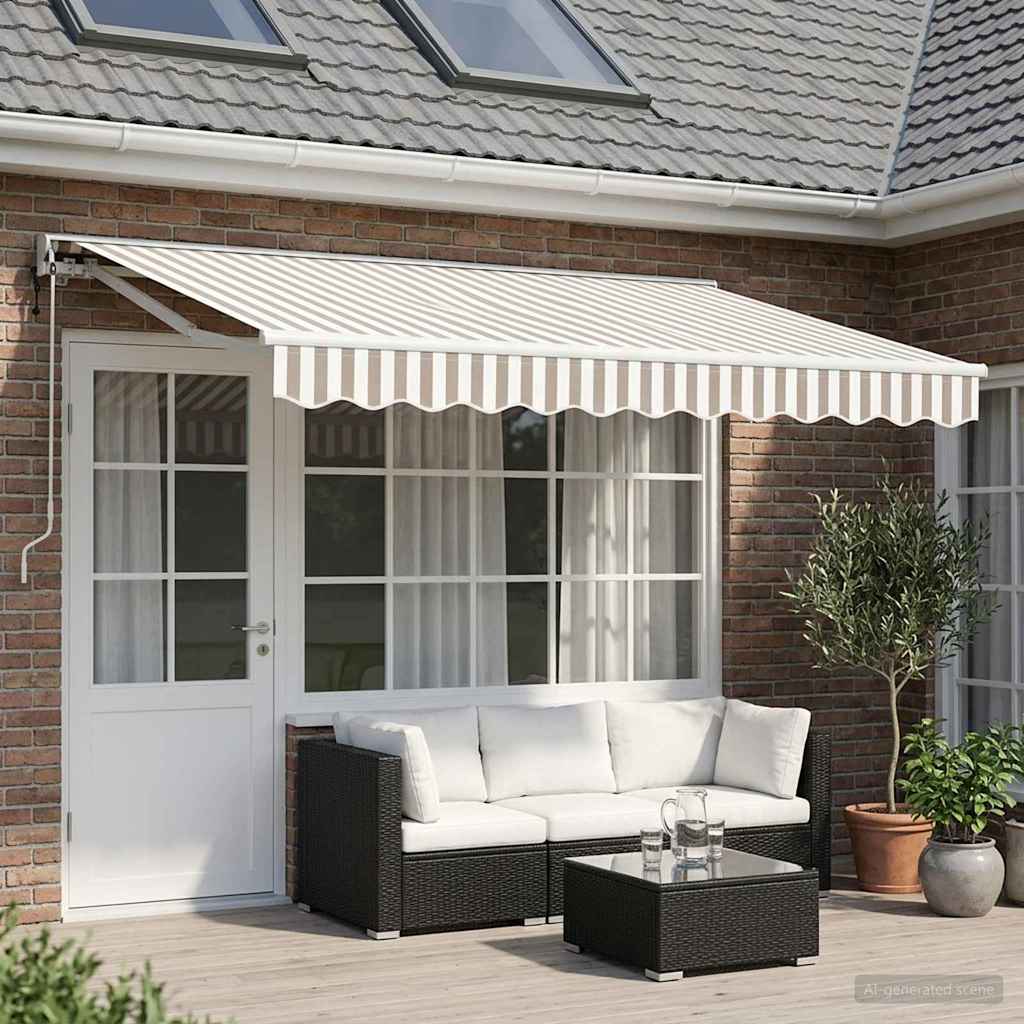 vidaXL Toldo Retráctil Eléctrico Gris claro y blanco. 4,5 x 3,5 m