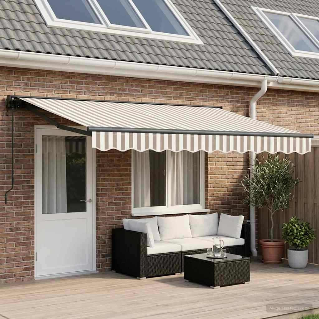 vidaXL Toldo retráctil Gris claro y blanco. 4,5 x 3 m