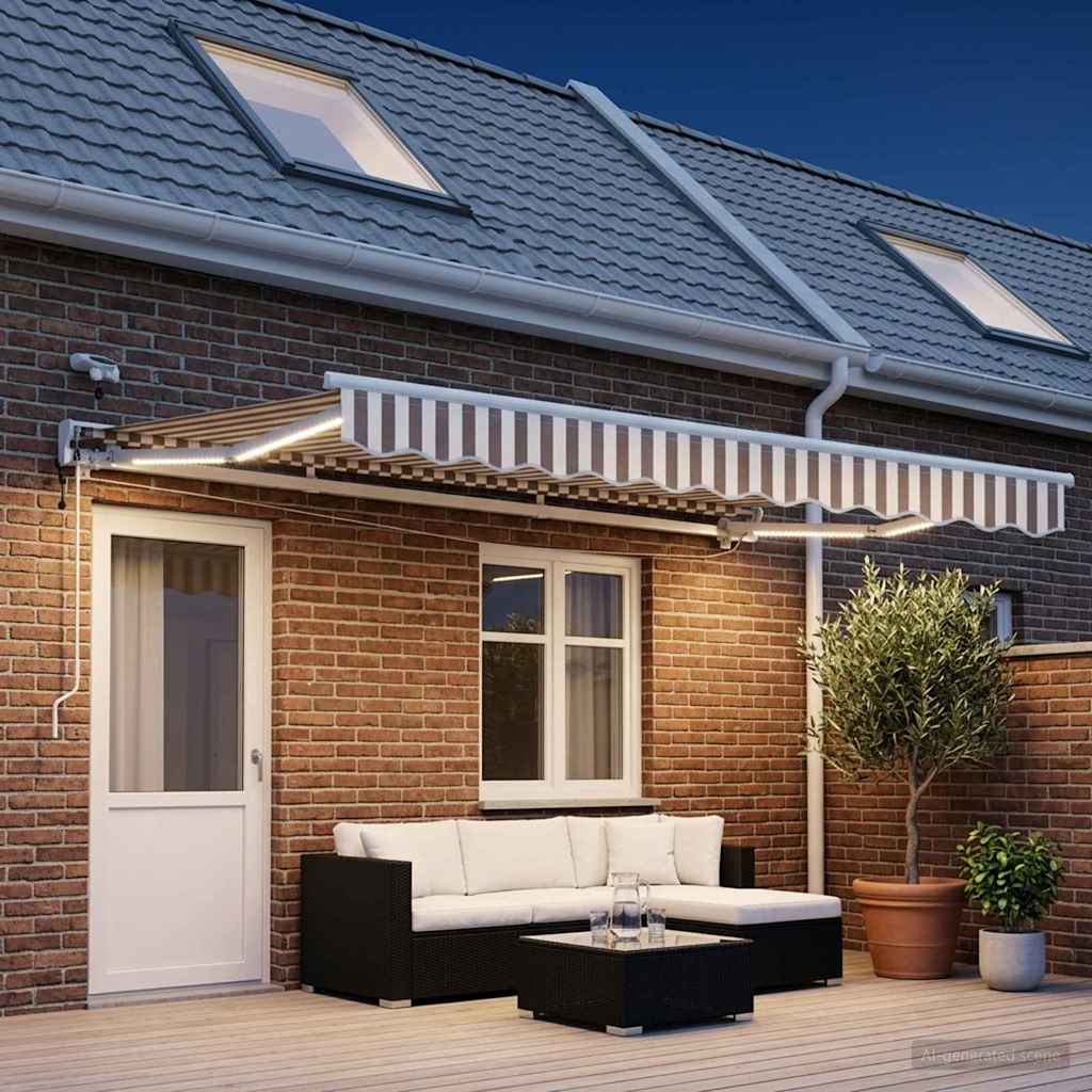 vidaXL Toldo Retráctil Eléctrico Gris claro y blanco. 4 x 3,5 m