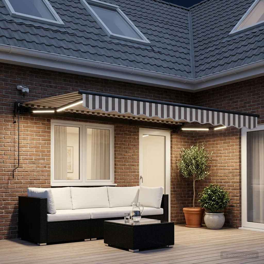 vidaXL Toldo Retráctil Eléctrico Gris claro y blanco. 4 x 3,5 m