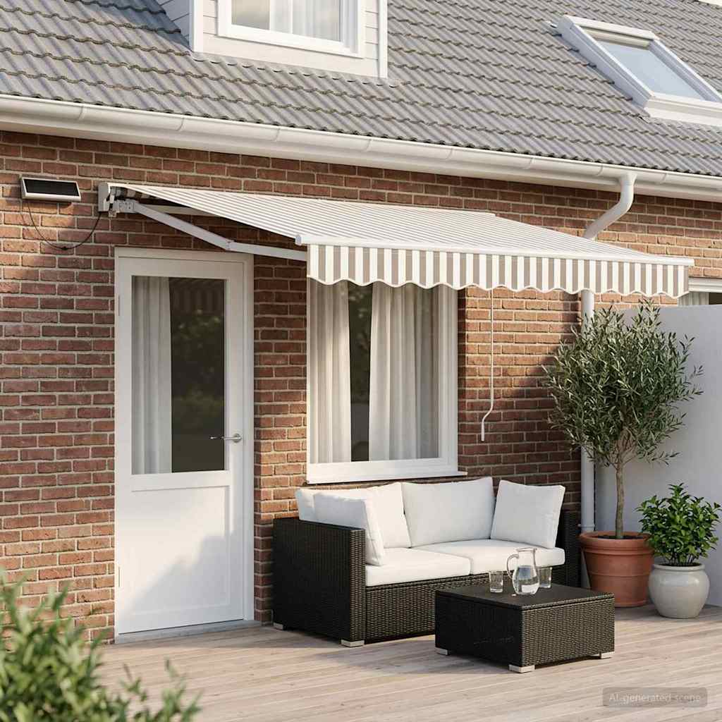vidaXL Toldo Retráctil Eléctrico Gris claro y blanco. 4,5 x 3 m