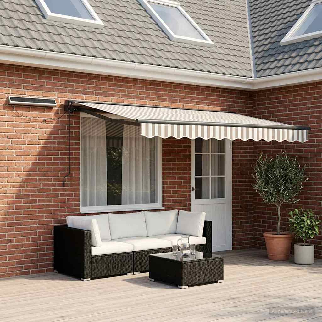 vidaXL Toldo Retráctil Eléctrico Gris claro y blanco. 5 x 3 m