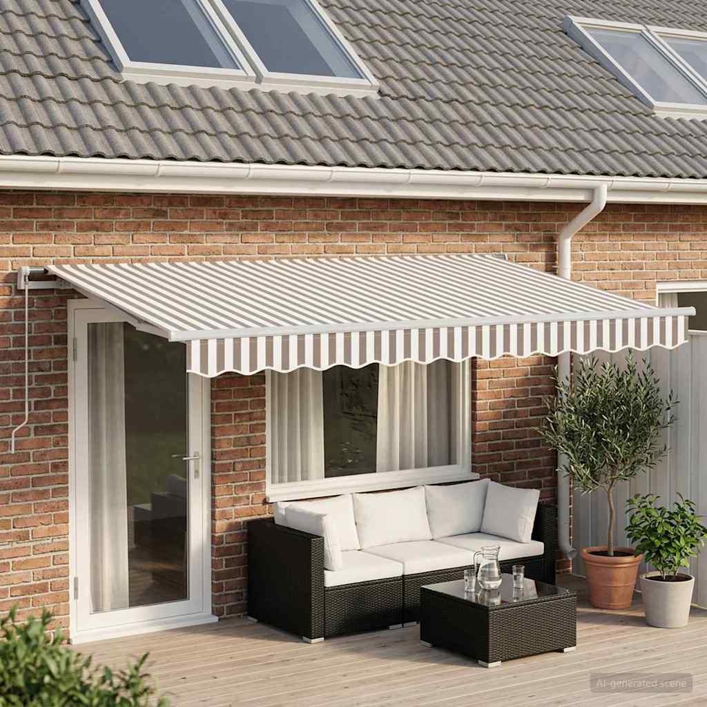 vidaXL Toldo retráctil Gris claro y blanco. 4 x 3 m