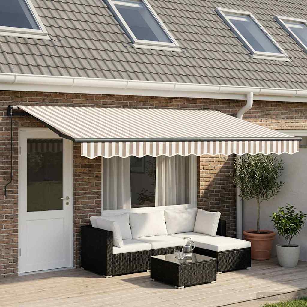 vidaXL Toldo retráctil Gris claro y blanco. 450 x 350 cm