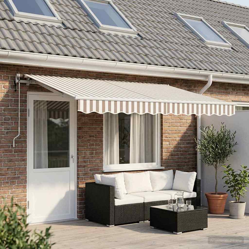 vidaXL Toldo retráctil Gris claro y blanco. 4 x 3 m Tela y Aluminio