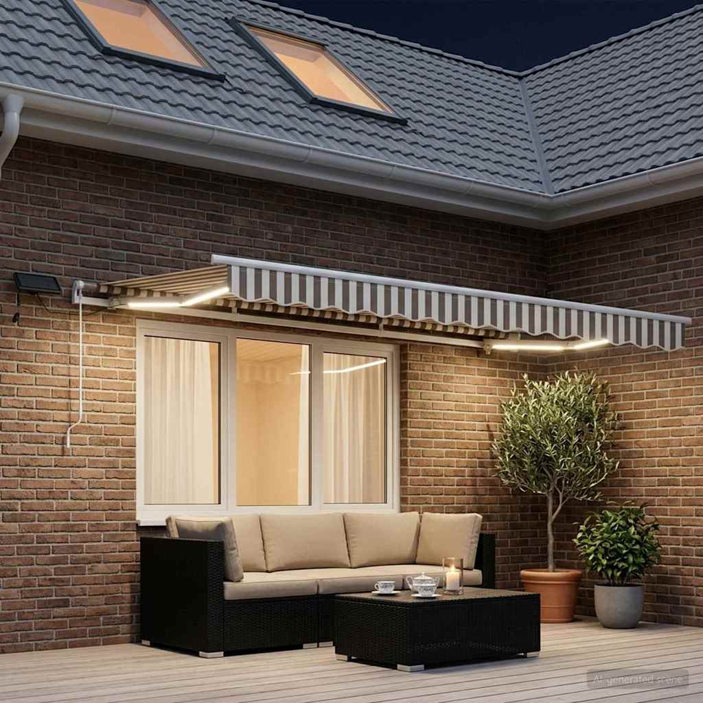 vidaXL Toldo retráctil Gris claro y blanco. 350 x 250 cm