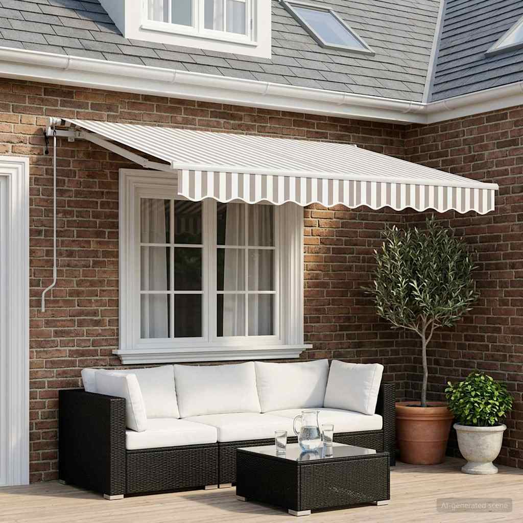 vidaXL Toldo retráctil Gris claro y blanco. 300 x 250 cm Poliéster