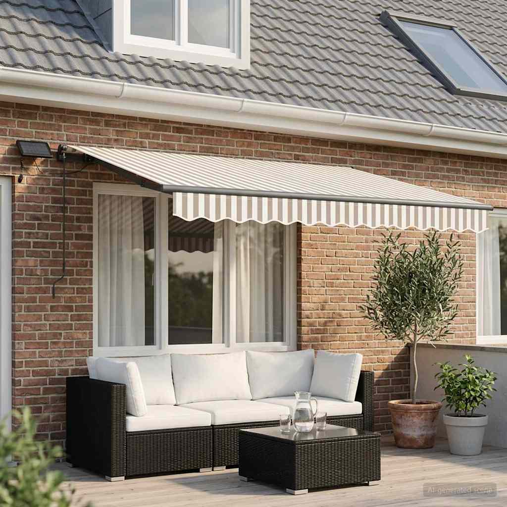 vidaXL Toldo retráctil Gris claro y blanco. 350 x 250 cm