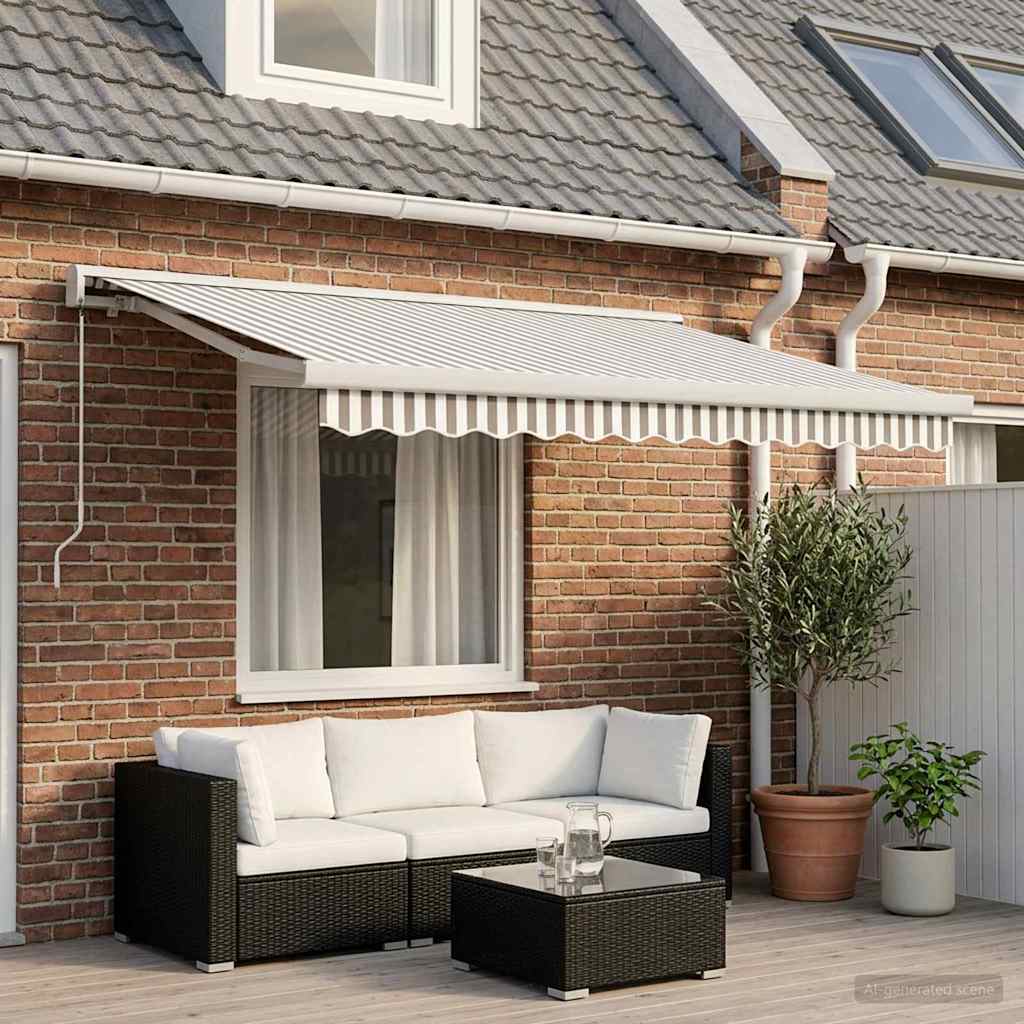 vidaXL Toldo retráctil Gris claro y blanco. 350 x 250 cm