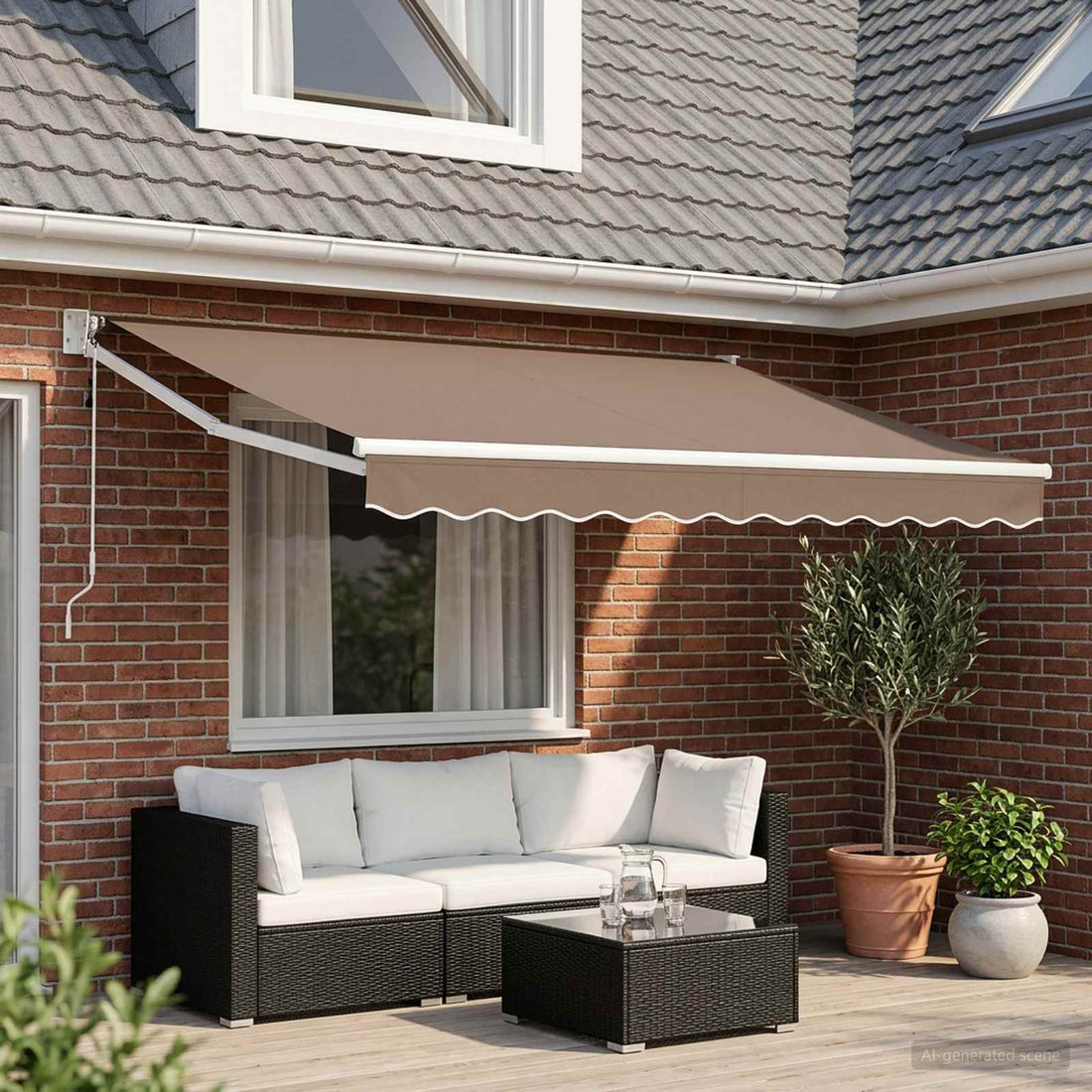 vidaXL Toldo retráctil Gris topo 3,5 x 2,5 m Poliéster y metal