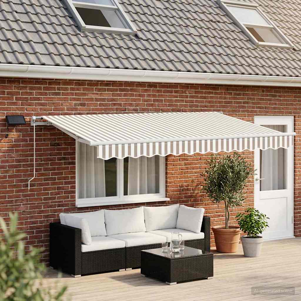 vidaXL Toldo retráctil Gris claro y blanco. 450 x 300 cm