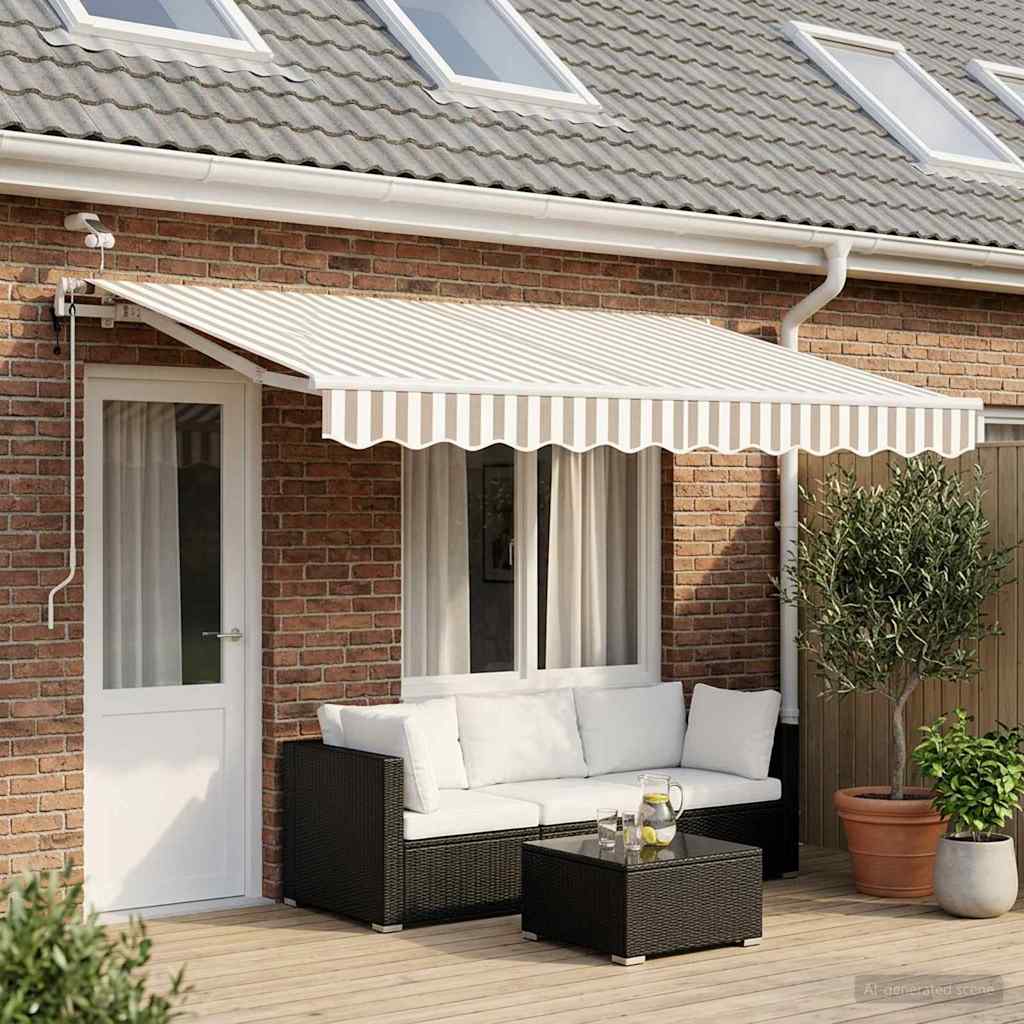 vidaXL Toldo retráctil Gris claro y blanco. 450 x 300 cm Poliéster