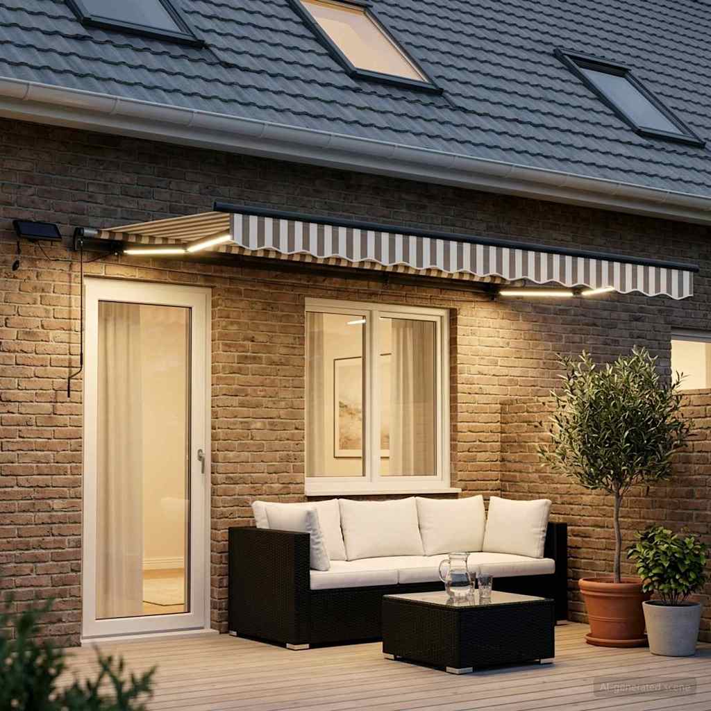 vidaXL Toldo retráctil Gris claro y blanco. 450 x 350 cm
