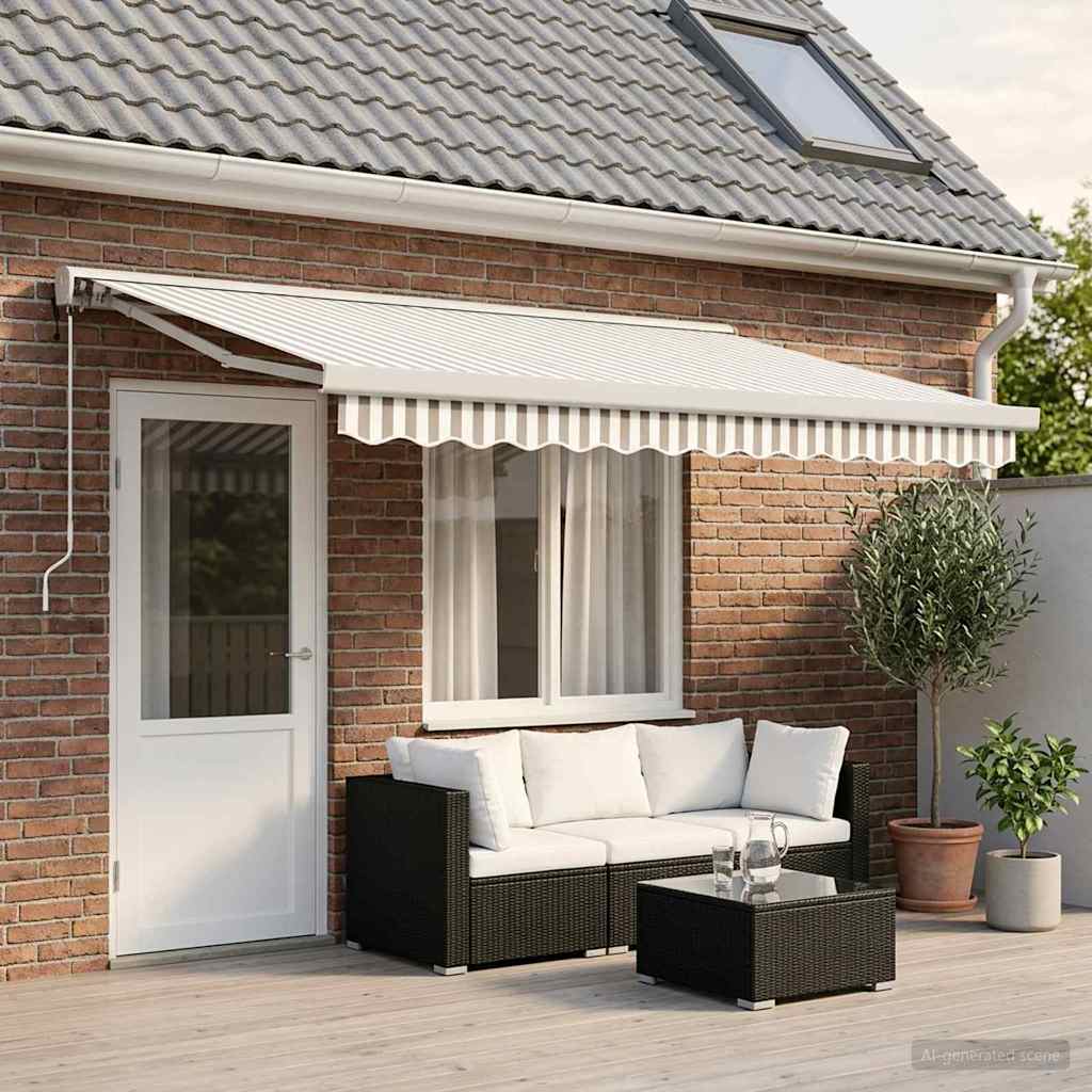vidaXL Toldo retráctil Gris claro y blanco. 500 x 300 cm Tela y Metal