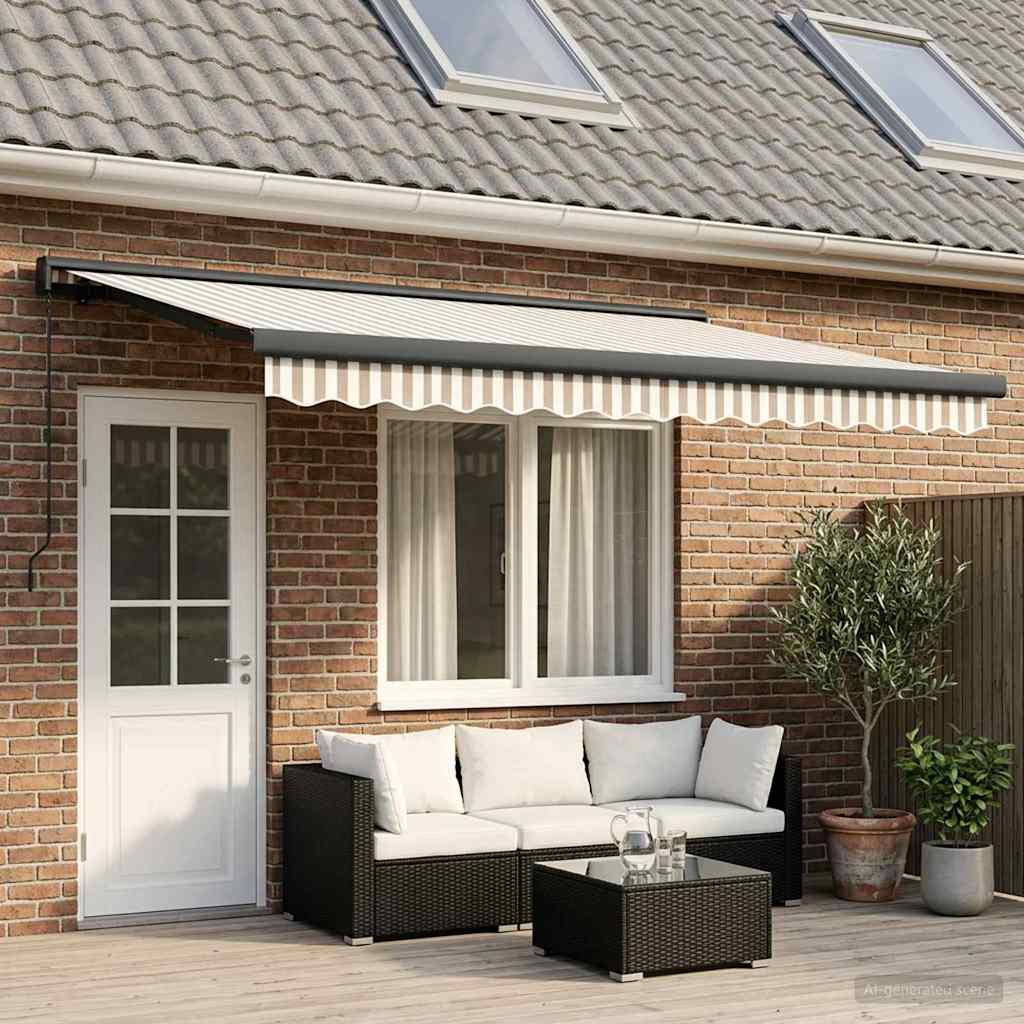vidaXL Toldo retráctil Gris claro y blanco. 500 x 300 cm