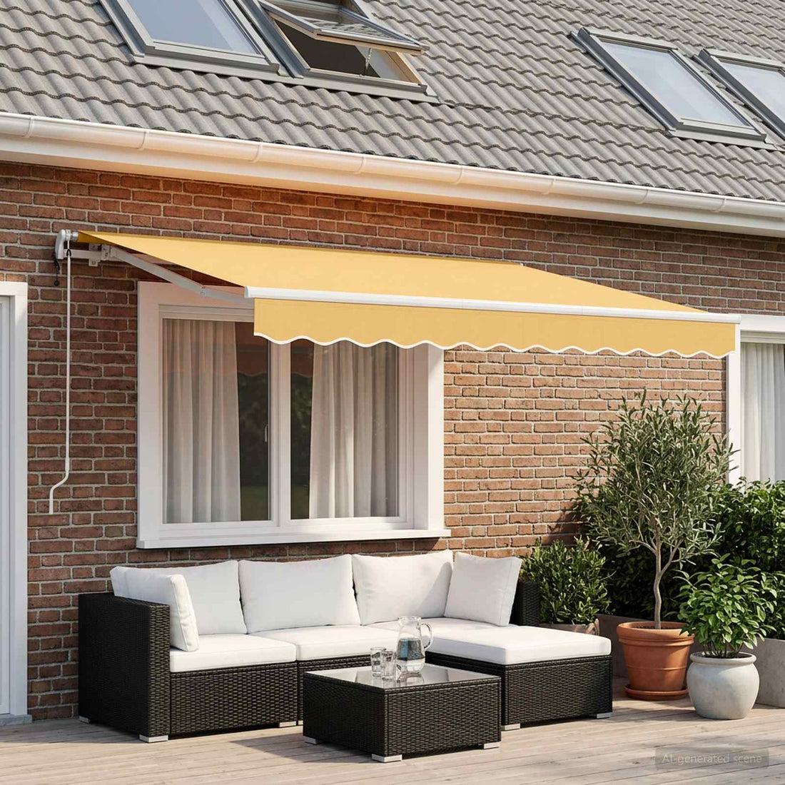 vidaXL Toldo retráctil Arena 400 x 350 cm Poliéster