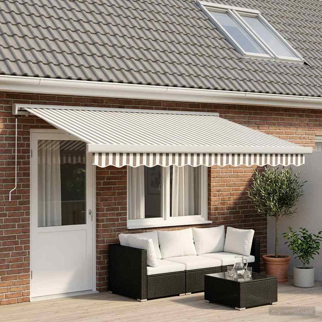 vidaXL Toldo retráctil Gris claro y blanco. 450 x 300 cm