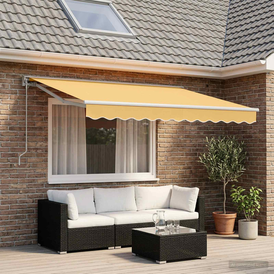 vidaXL Toldo retráctil manual Arena 5 x 3,5 m Poliéster y Aluminio
