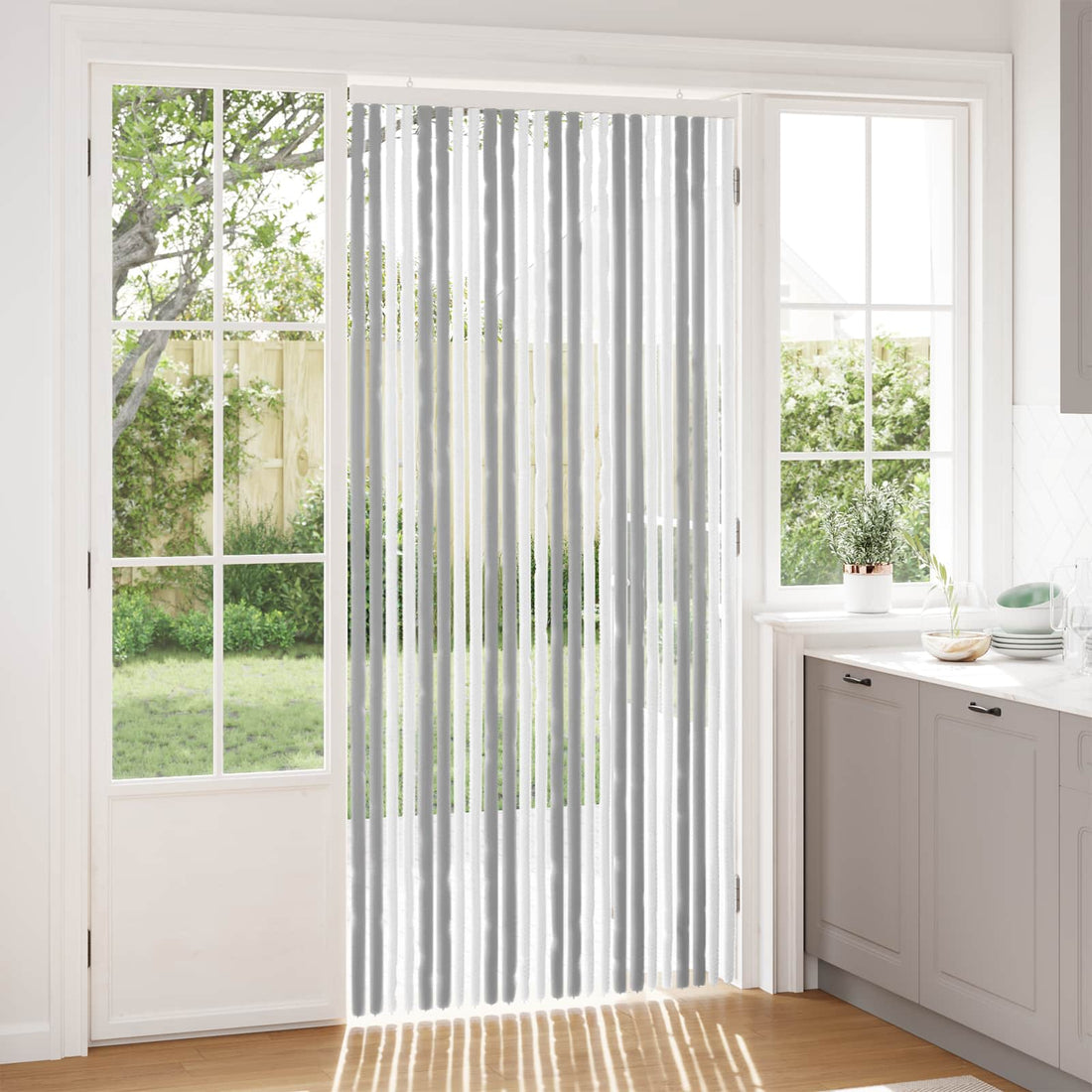 vidaXL Cortina de Insectos de Chenilla Gris y blanco 100 x 220 cm