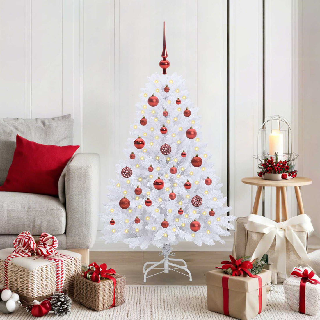 vidaXL Árbol de Navidad artificial con ramas articuladas Blanco 120 cm