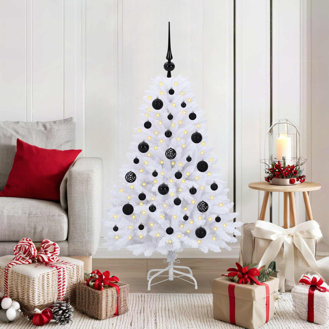 vidaXL Árbol de Navidad artificial con ramas articuladas Blanco 120 cm