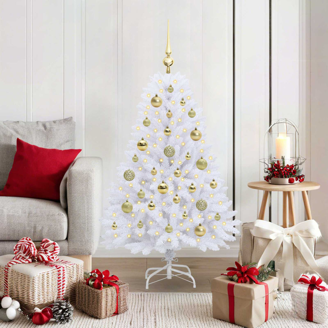 vidaXL Árbol de Navidad artificial con ramas articuladas Blanco 120 cm