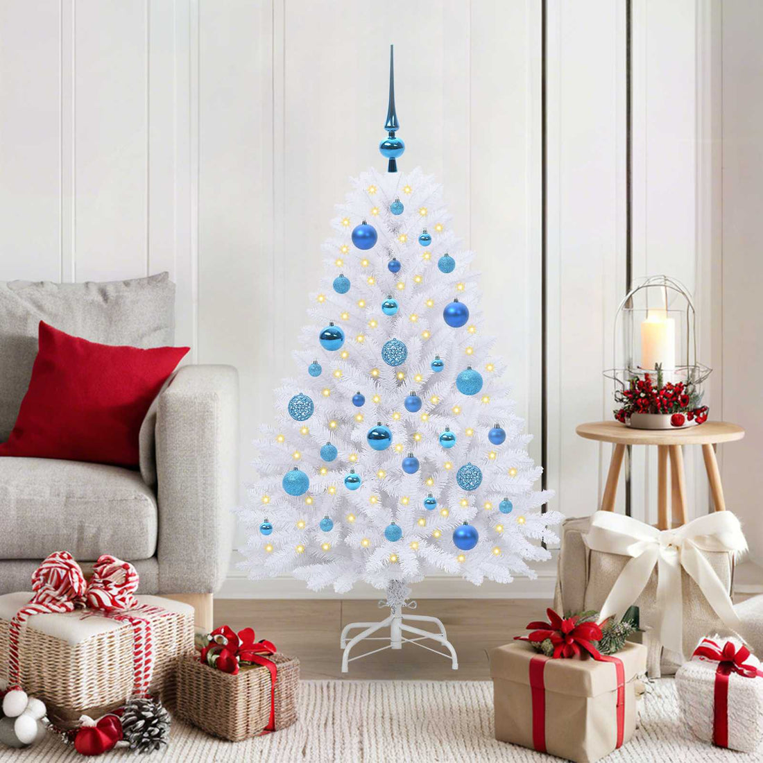 vidaXL Árbol de Navidad artificial con ramas articuladas Blanco 120 cm
