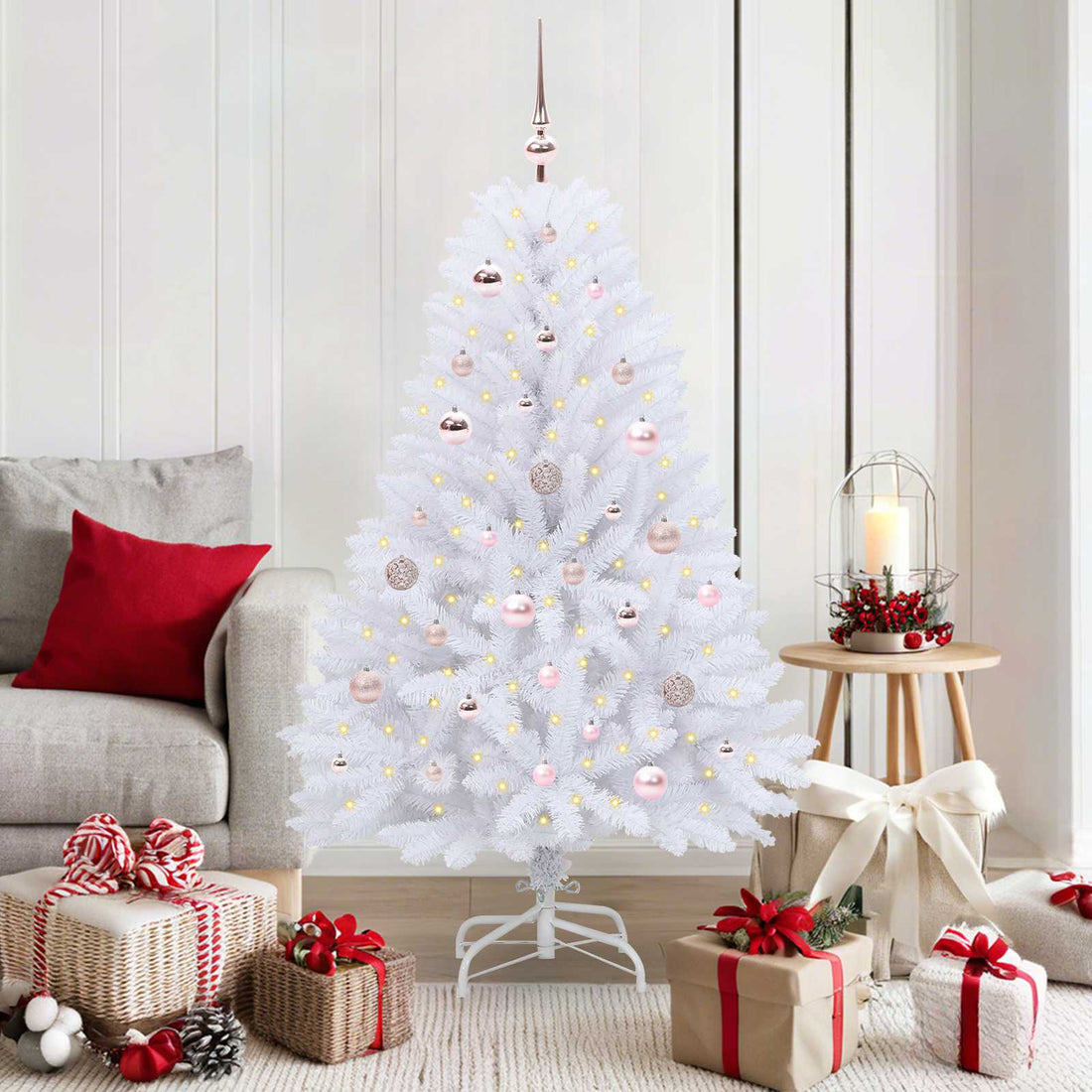 vidaXL Árbol de Navidad artificial con ramas articuladas Blanco 150 cm