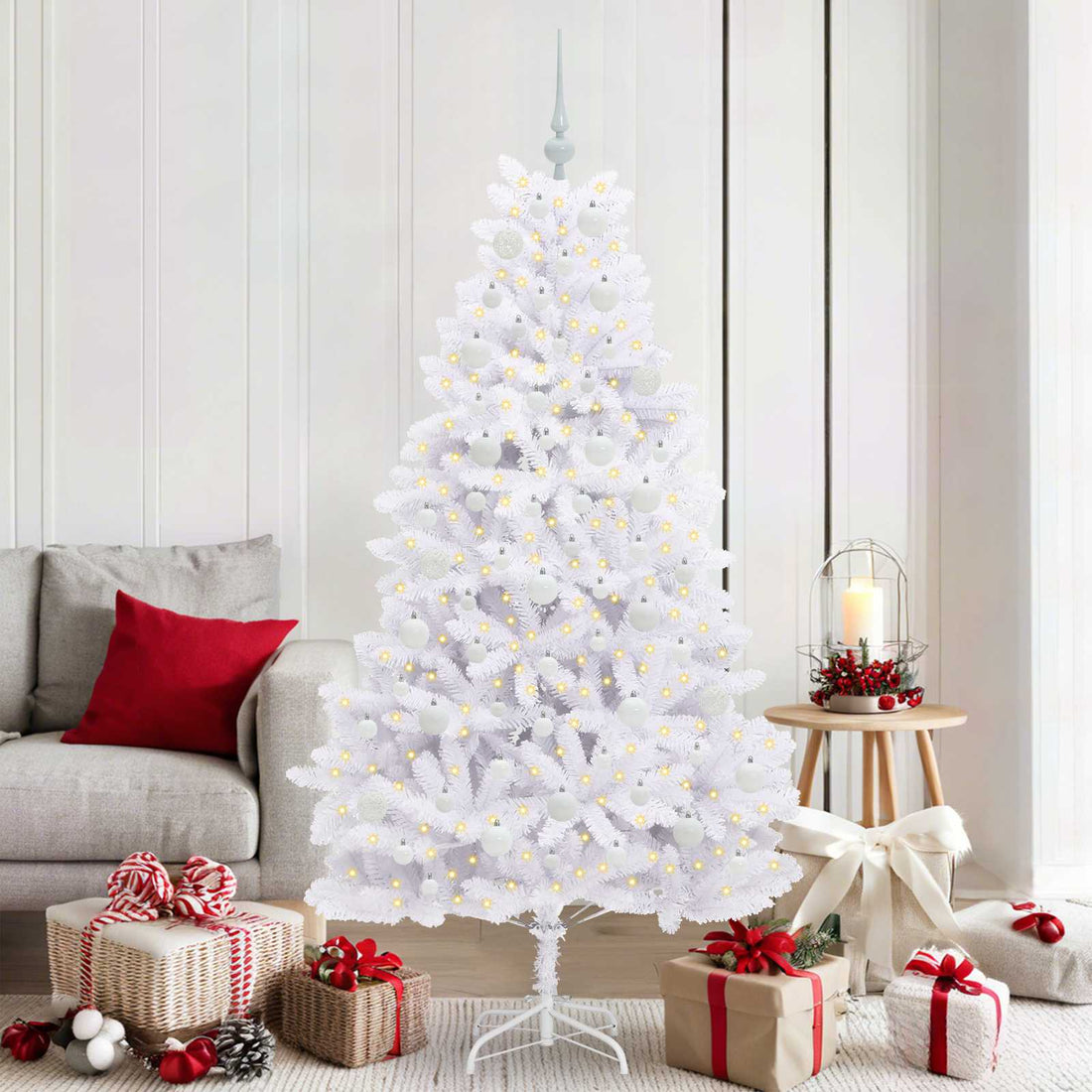 vidaXL Árbol de Navidad artificial con ramas articuladas Blanco 180 cm