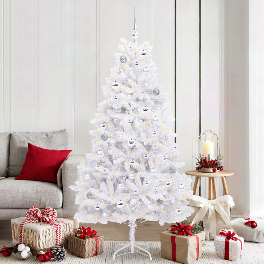 vidaXL Árbol de Navidad artificial con ramas articuladas Blanco 180 cm