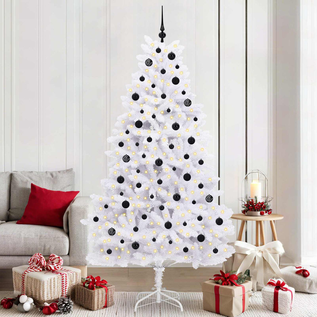 vidaXL Árbol de Navidad artificial con ramas articuladas Blanco 210 cm