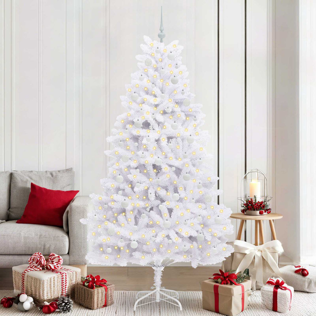 vidaXL Árbol de Navidad artificial con ramas articuladas Blanco 210 cm