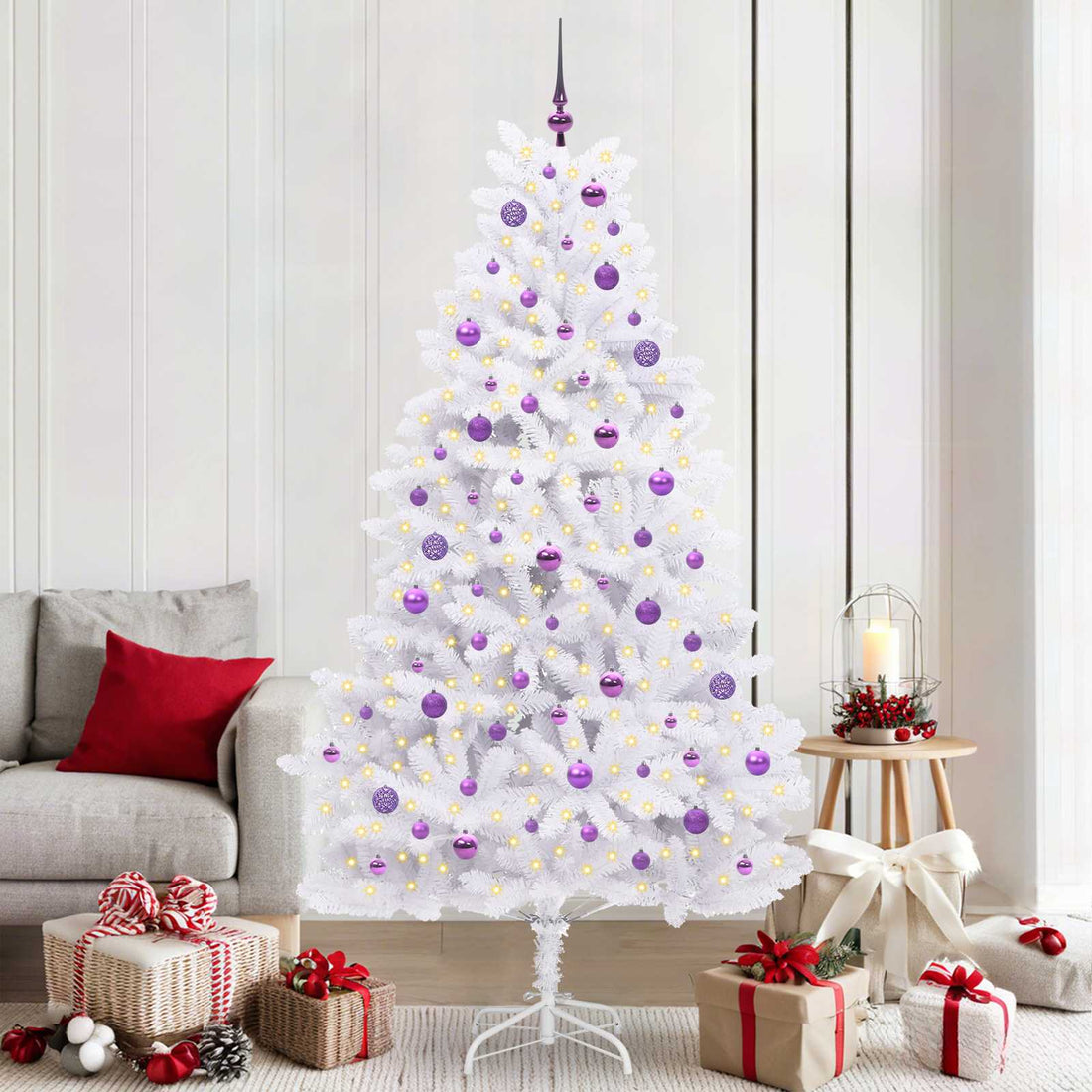 vidaXL Árbol de Navidad artificial con ramas articuladas Blanco 210 cm