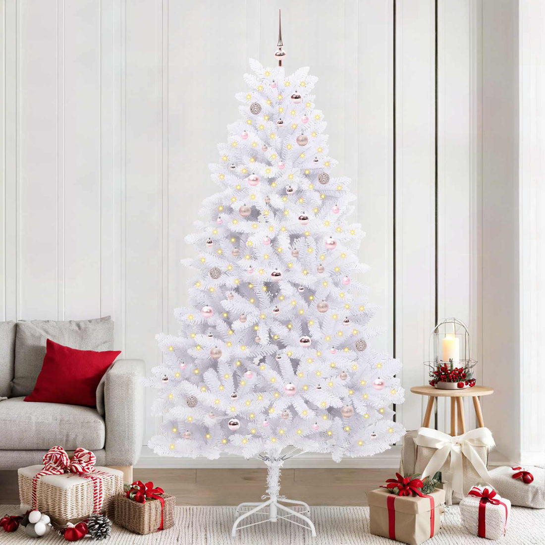 vidaXL Árbol de Navidad artificial con ramas articuladas Blanco 240 cm