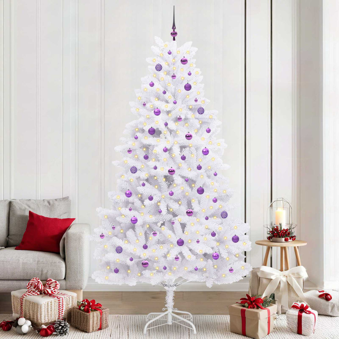 vidaXL Árbol de Navidad artificial con ramas articuladas Blanco 240 cm