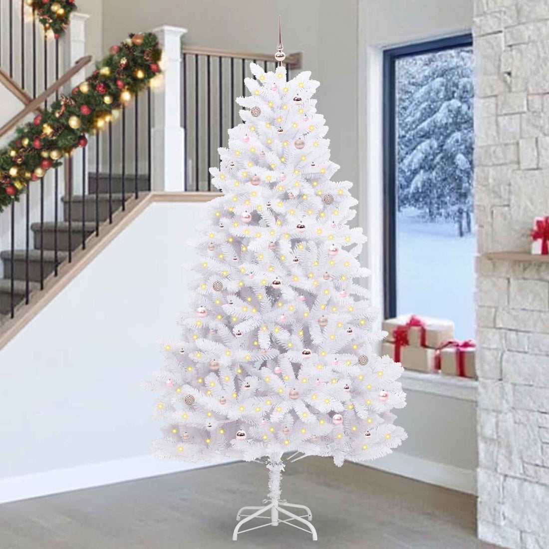 vidaXL Árbol de Navidad artificial con ramas articuladas Blanco 270 cm