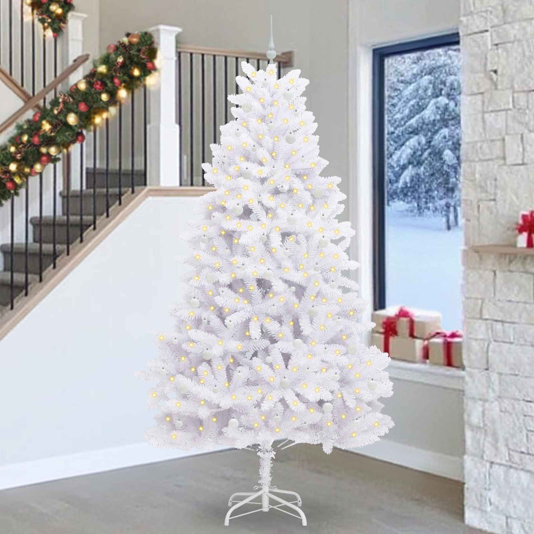 vidaXL Árbol de Navidad artificial con ramas articuladas Blanco 270 cm