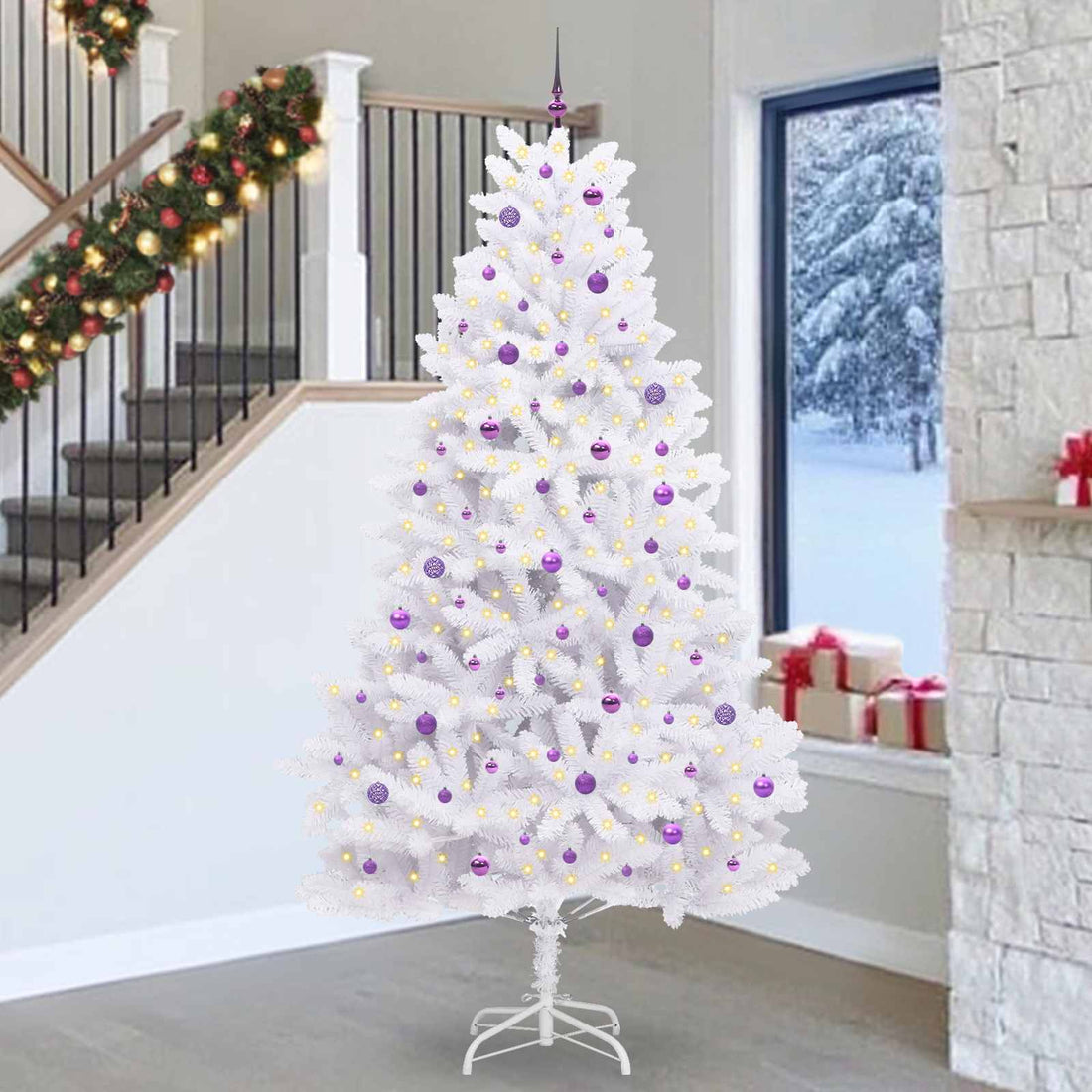 vidaXL Árbol de Navidad artificial con ramas articuladas Blanco 270 cm