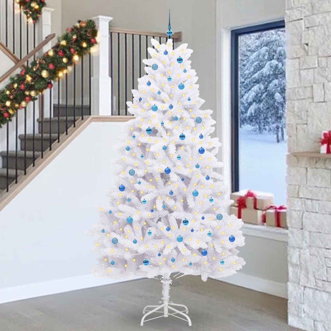 vidaXL Árbol de Navidad artificial con ramas articuladas Blanco 270 cm